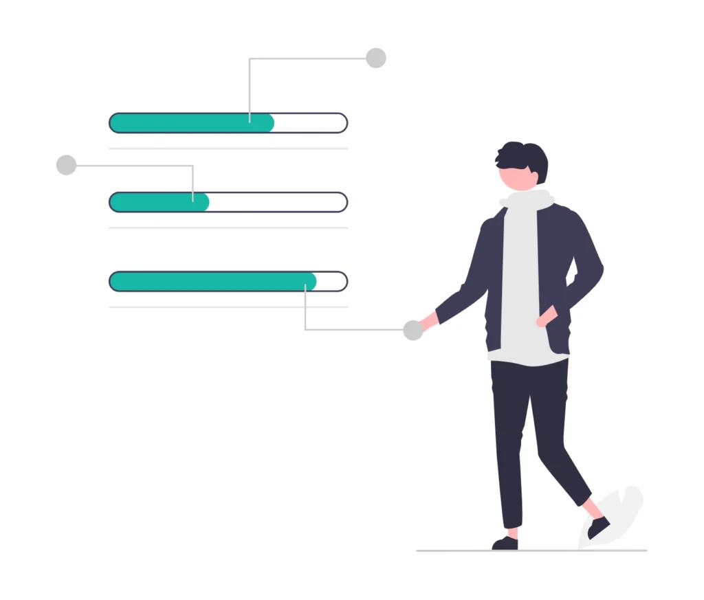 Illustration of AI search visibility and market share statistics