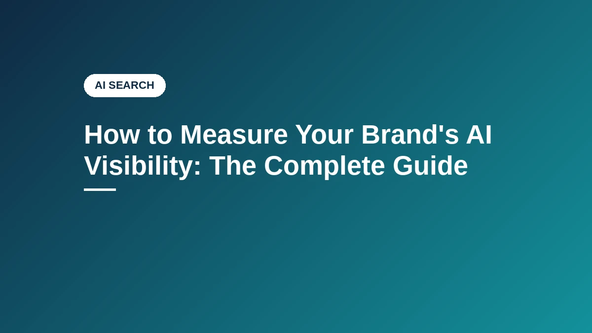 Navy and teal typographic featured image for the guide How to Measure Your Brand's AI Visibility, AI Search category.